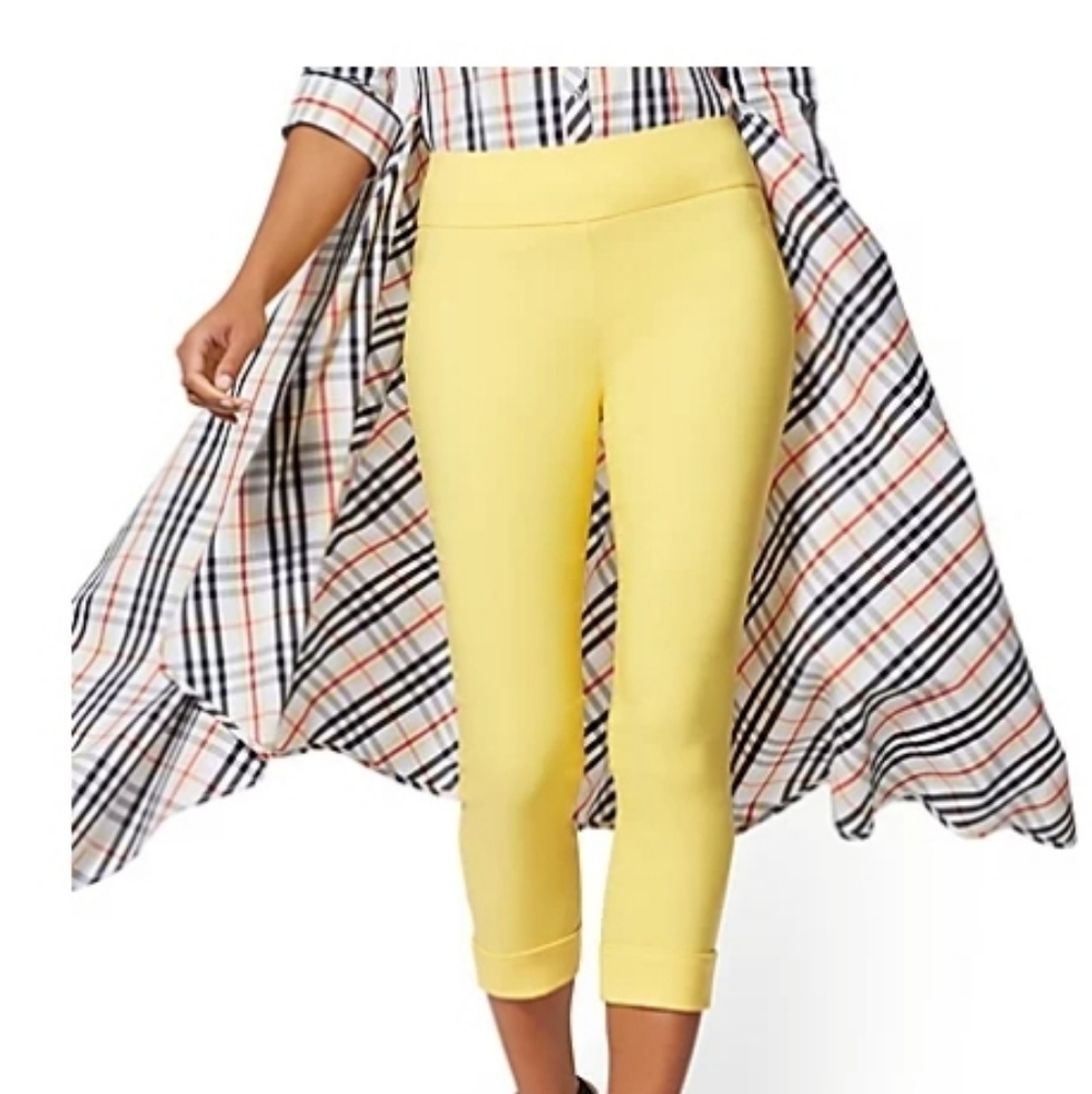 High waist pull on crop pants